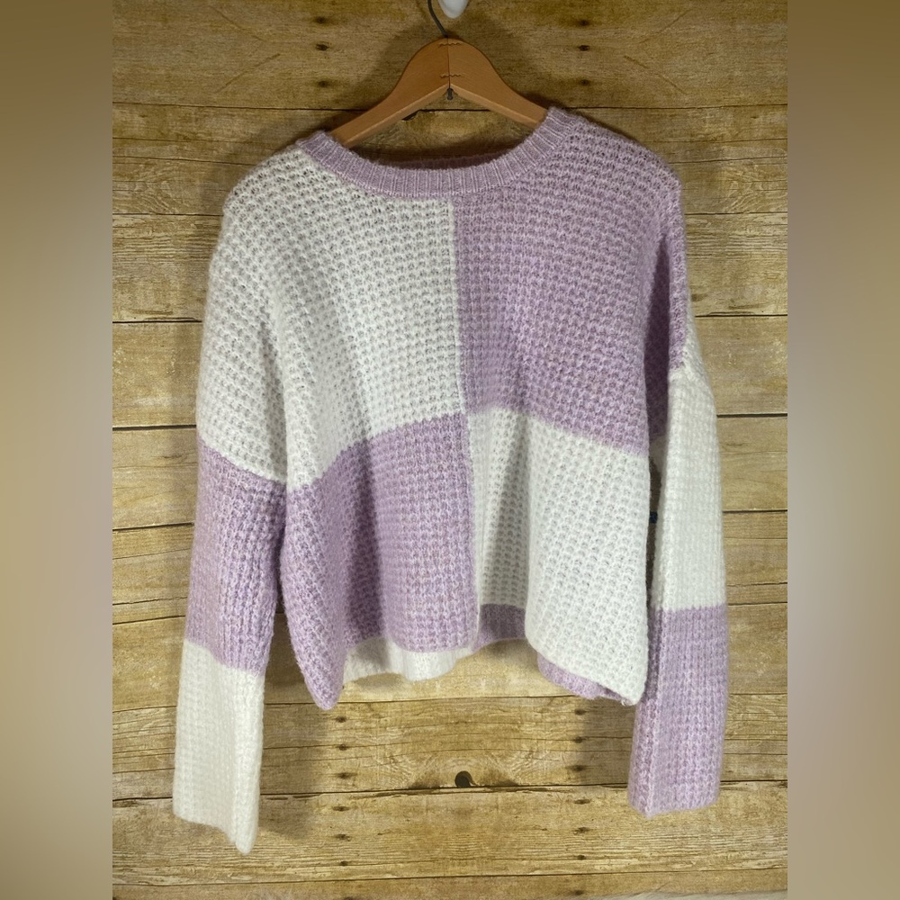 NWT Jessica Simpson Soft Sweater XS Purple White Cropped